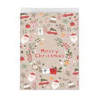 Picture of SCANDI CHRISTMAS KRAFT PAPER TREAT BAGS  X 10 16.5 X 22.2CM